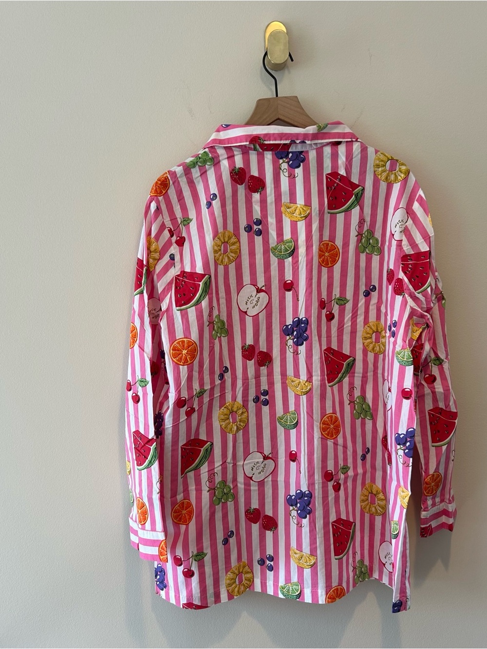 Nick & Nora Sleepwear Pink & White Striped Fruit Pajama Set Size XXL 100% Cotton - Picture 4 of 9